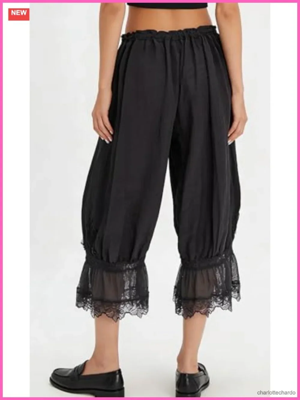 Women Ruffle Long Bloomer Y2k Lace Trim Pettipants Pantaloons Pajama Pants